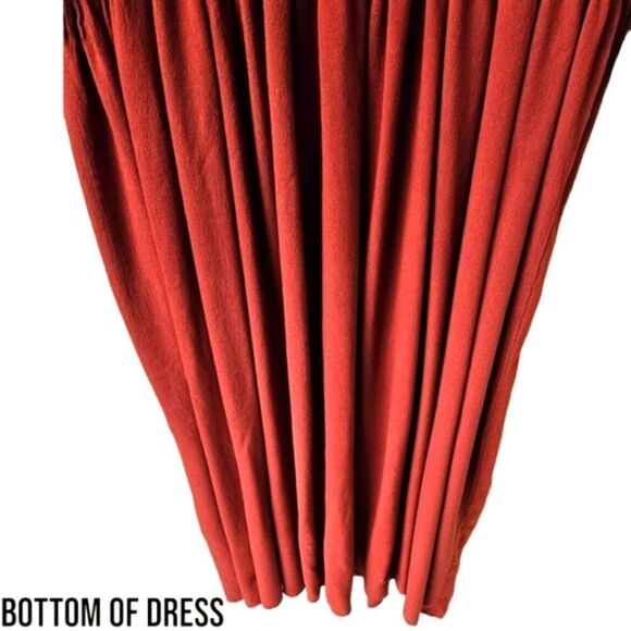 "JUST FOUND" Plus Size Long Pleated Rustic Red Maxi Dress - Picture 9 of 14